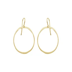 14K Yellow Gold Large Simple Oval Earrings