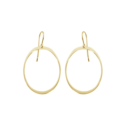 14K Yellow Gold Large Simple Oval Earrings