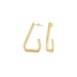 14K Yellow Gold Long Triangle Hoop Earrings