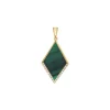 14K Yellow Gold Malachite and Diamond Pendant