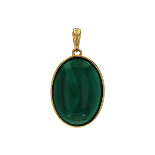 14K Yellow Gold Malachite Pendant