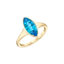 14K Yellow Gold Marquise Blue Topaz Ring