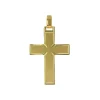 14K Yellow Gold Matte and Polished Edge Cross Pendant