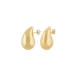 14K Yellow Gold Medium Polished Tear Drop Earrings