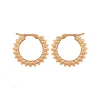 14K Yellow Gold Medium Ribbed Hoop Earrings