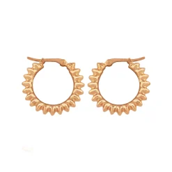 14K Yellow Gold Medium Ribbed Hoop Earrings