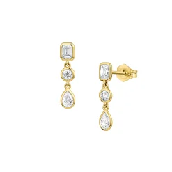 14K Yellow Gold Mixed-Shape Diamond Earrings