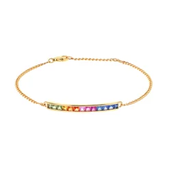 14K Yellow Gold Multi-Colored Sapphire Bracelet