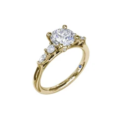 14K Yellow Gold Multishape Diamond Engagement Ring Semi-Mounting