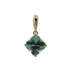 14K Yellow Gold Octagon Green Tourmaline Pendant