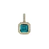 14K Yellow Gold Octagonal London Blue Topaz and Diamond Pendant