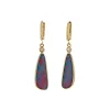 14K Yellow Gold Opal Doublet and Diamond Dangle Earrings