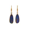 14K Yellow Gold Opal Doublet and Diamond Dangle Earrings