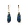 14K Yellow Gold Opal Doublet and Diamond Earrings