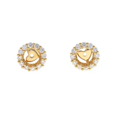 14K Yellow Gold Open Circle Diamond Earring Jackets