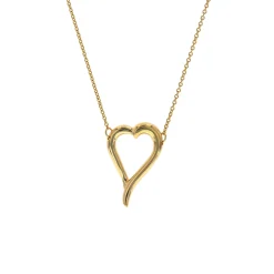 14K Yellow Gold Open Heart Necklace