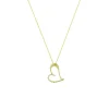 14K Yellow Gold Open Heart Diamond Pendant with Chain