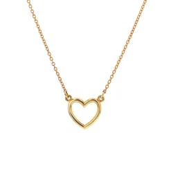 14K Yellow Gold Open Heart Necklace