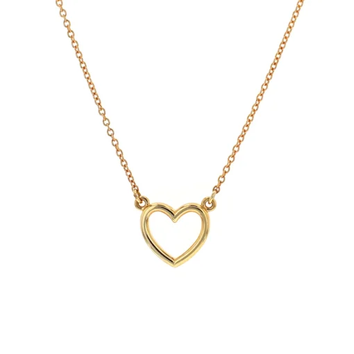 14K Yellow Gold Open Heart Necklace