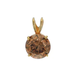 14K Yellow Gold Orange Brown Diamond Pendant