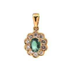 18K Yellow Gold Oval Alexandrite and Diamond Pendant