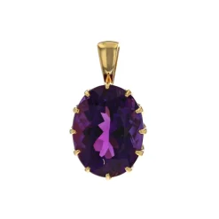 14K Yellow Gold Oval Amethyst Pendant