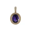 14K Yellow Gold Oval Amethyst and Diamond Halo Pendant