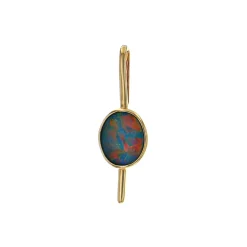14K Yellow Gold Oval Australian Opal Doublet Pendant
