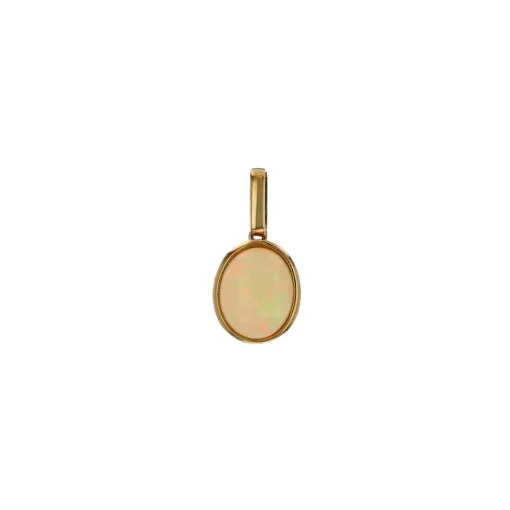 14K Yellow Gold Oval Australian Opal Pendant