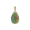 14K Yellow Gold Oval Opal and Diamond Pendant