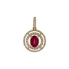14K Yellow Gold Oval Ruby and Diamond Pendant