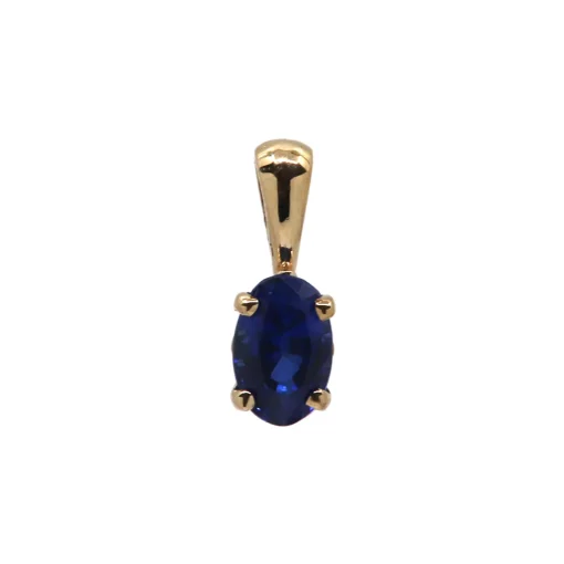 14K Yellow Gold Oval Sapphire Pendant