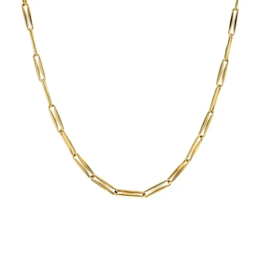 18K Yellow Gold Paperclip Link Necklace