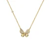 14K Yellow Gold Pavé Diamond Butterfly Necklace