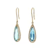 14K Yellow Gold Pear Aquamarine and Diamond Earrings
