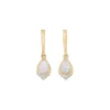 14K Yellow Gold Pear Australian Opal and Diamond Earrings