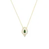14K Yellow Gold Pear Green Tourmaline, Diamond, and White Enamel Necklace