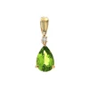 14K Yellow Gold Pear Peridot and Diamond Pendant