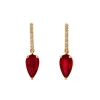 14K Yellow Gold Pear Ruby and Diamond Earrings