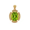14K Yellow Gold Peridot and Diamond Halo Pendant