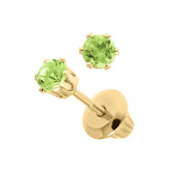14K Yellow Gold Peridot Children’s Earrings