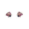 14K Yellow Gold Pink & Purple Sapphire and Diamond Earrings