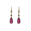 14K Yellow Gold Pink Tourmaline and Diamond Dangle Earrings