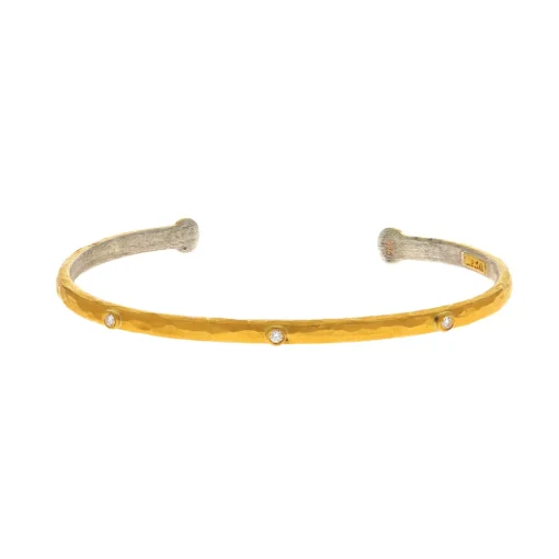 24K Yellow Gold Plated Sterling Silver Baby Stockholm Cuff Bracelet