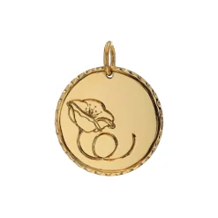 14K Yellow Gold Poppy Disc charm