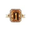 14K Yellow Gold Precious Topaz and Diamond Halo Ring