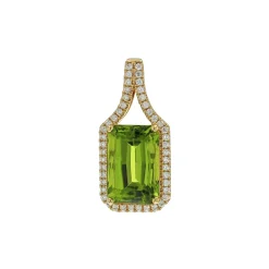 14K Yellow Gold Radiant Peridot Pendant