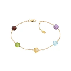 14K Yellow Gold Rainbow Station Bracelet