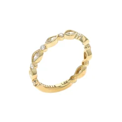 14K Yellow Gold Round and Marquise Diamond Wedding Band