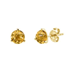 14K Yellow Gold Round Citrine Earrings